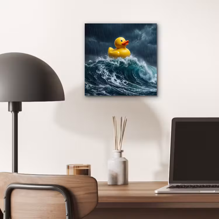 Aluminium schilderij - Storm - Badeend - Golven — 6