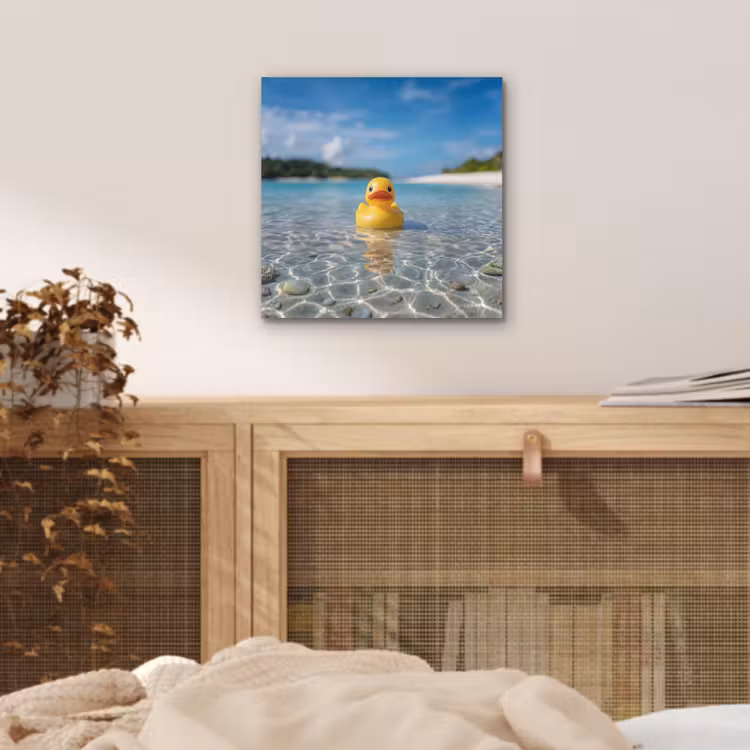 Aluminium schilderij - Tropisch - Badeend - geel — 4