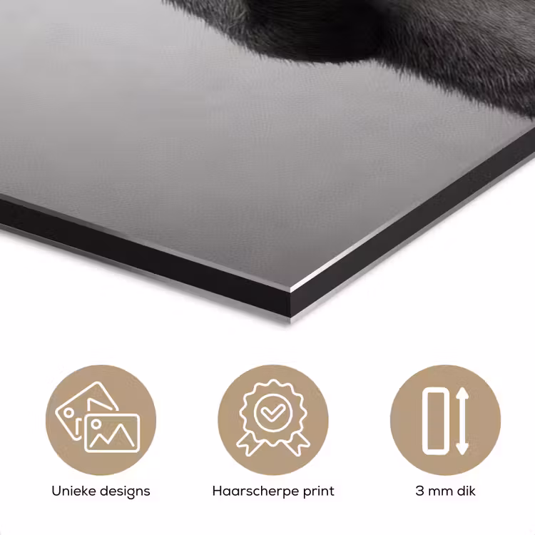 Aluminium schilderij - Vos - WC-ontstopper - Zwart - Wit — 7