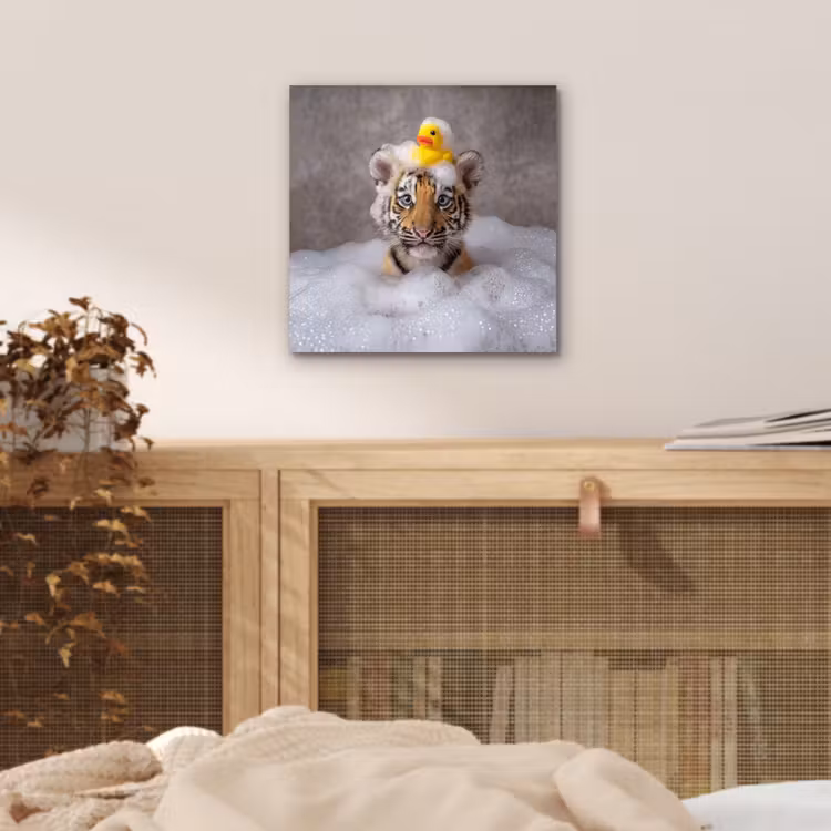 Aluminium schilderij - Welpje - Bad - Geel — 4