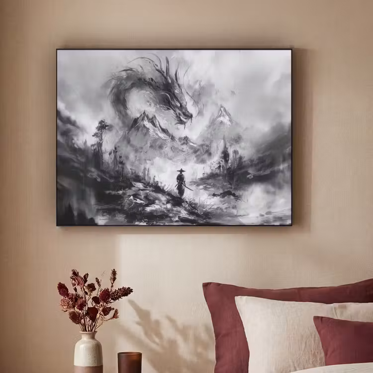 Art Frame - Krijger - Draak - Grijs — 2