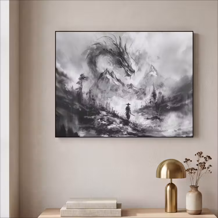 Art Frame - Krijger - Draak - Grijs — 3
