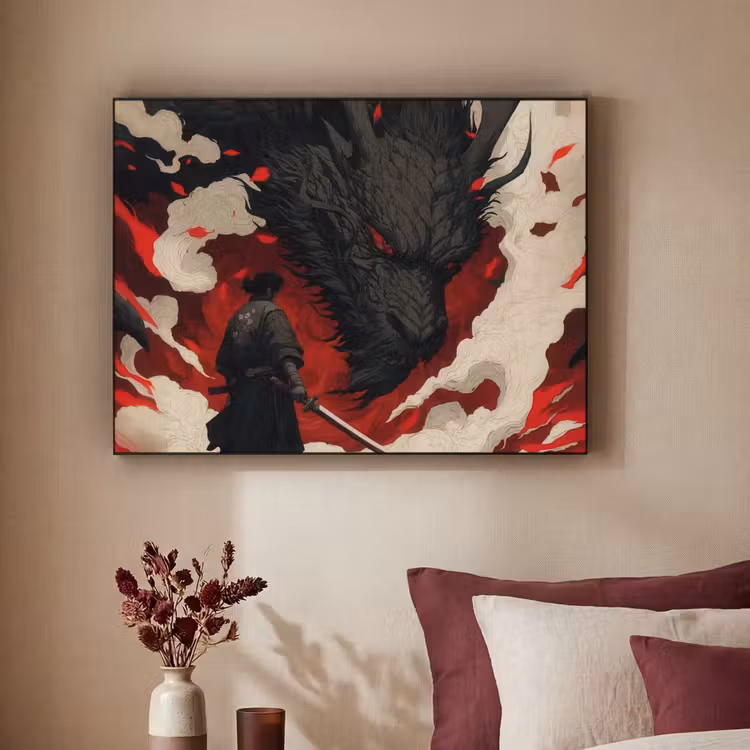 Art Frame - Krijger - Draak - Zwart - Rood - Rook — 2