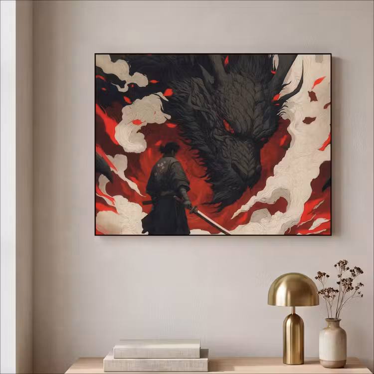 Art Frame - Krijger - Draak - Zwart - Rood - Rook — 3