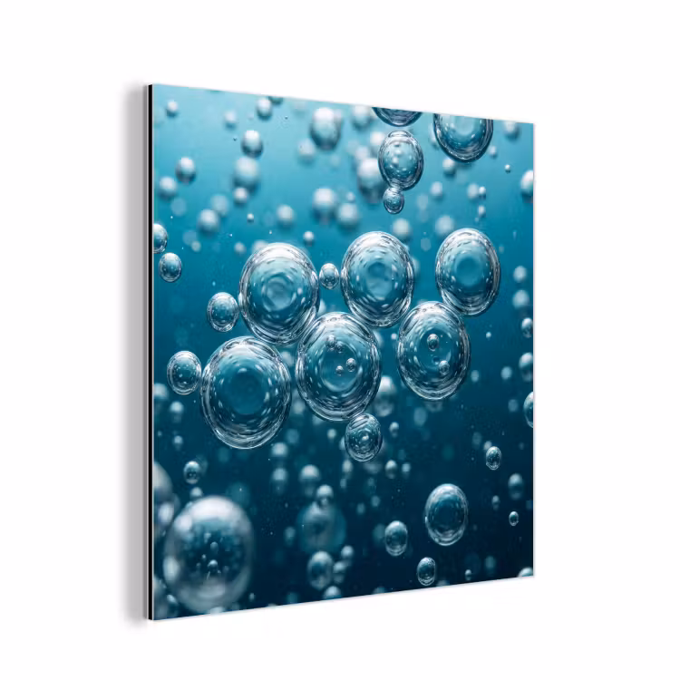 Aluminium schilderij - Luchtbellen - Dynamisch - Blauw — 1