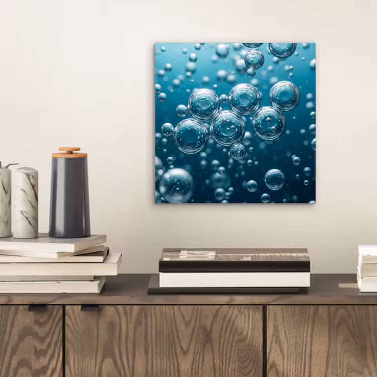 Aluminium schilderij - Luchtbellen - Dynamisch - Blauw — 2