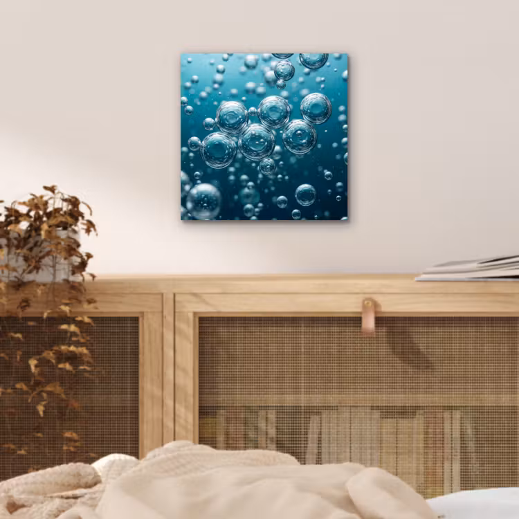 Aluminium schilderij - Luchtbellen - Dynamisch - Blauw — 4
