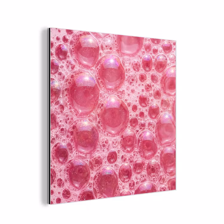Aluminium schilderij - Roze - Schuim - Bubbels — 1