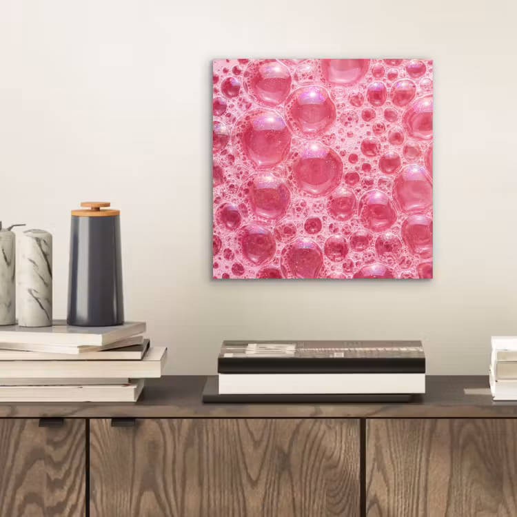 Aluminium schilderij - Roze - Schuim - Bubbels — 2