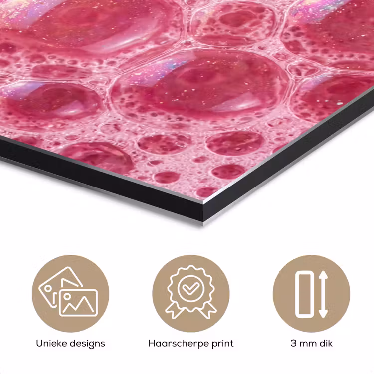 Aluminium schilderij - Roze - Schuim - Bubbels — 7