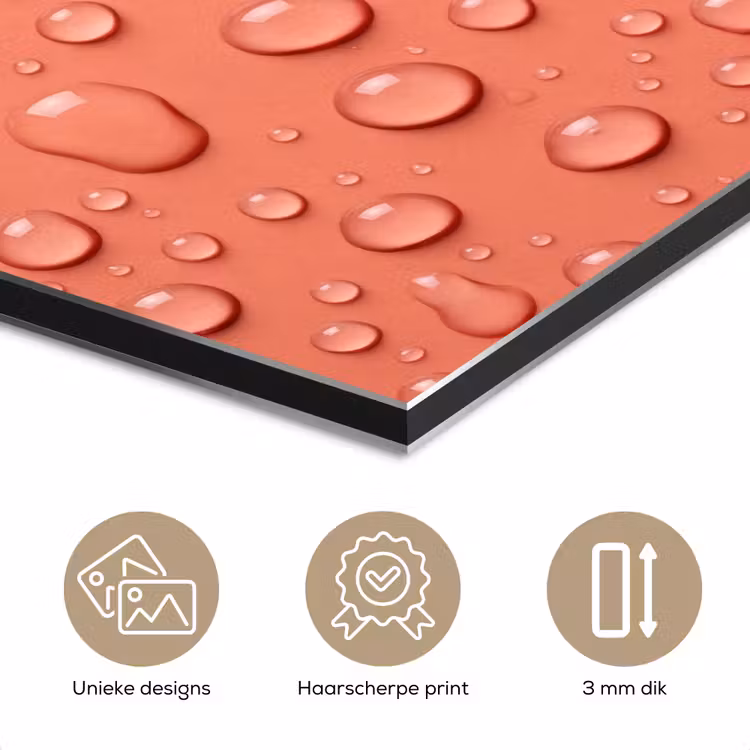 Aluminium schilderij - Water - Druppels - Roze — 7