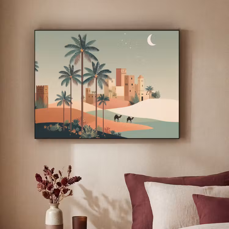 Art Frame - Nachtlandschap - Kamelen - Sterren - zandduinden — 2