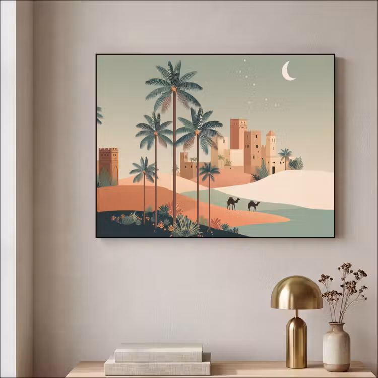 Art Frame - Nachtlandschap - Kamelen - Sterren - zandduinden — 3