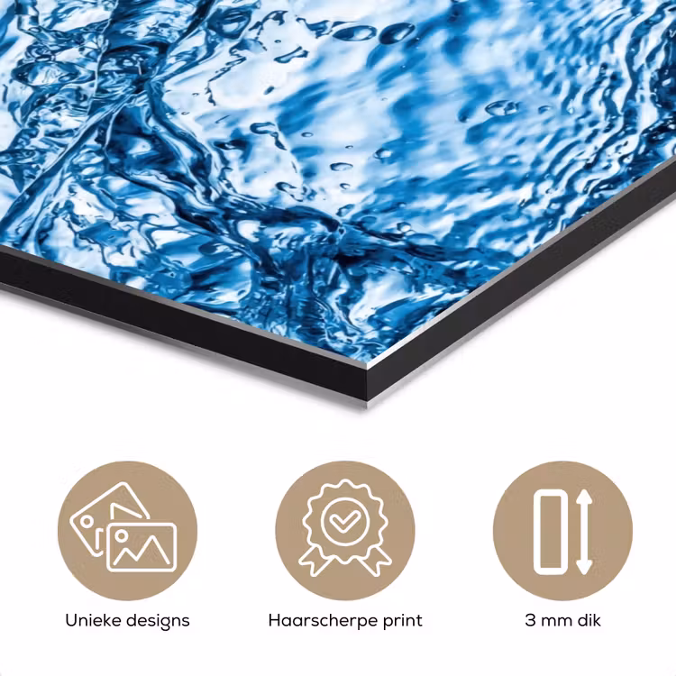 Aluminium schilderij - Spash - Water - Blauw — 7