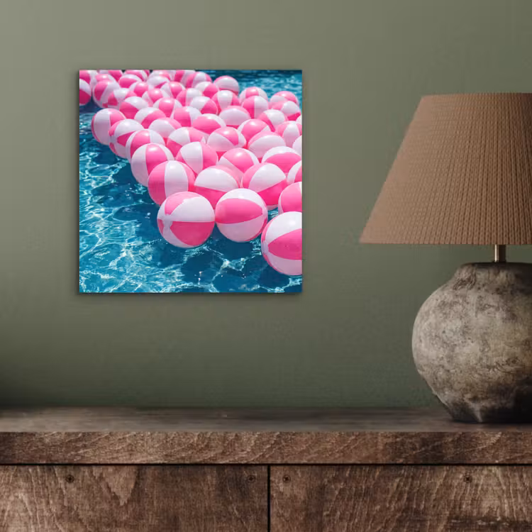 Aluminium schilderij - Strandballen - Roze - Water — 3