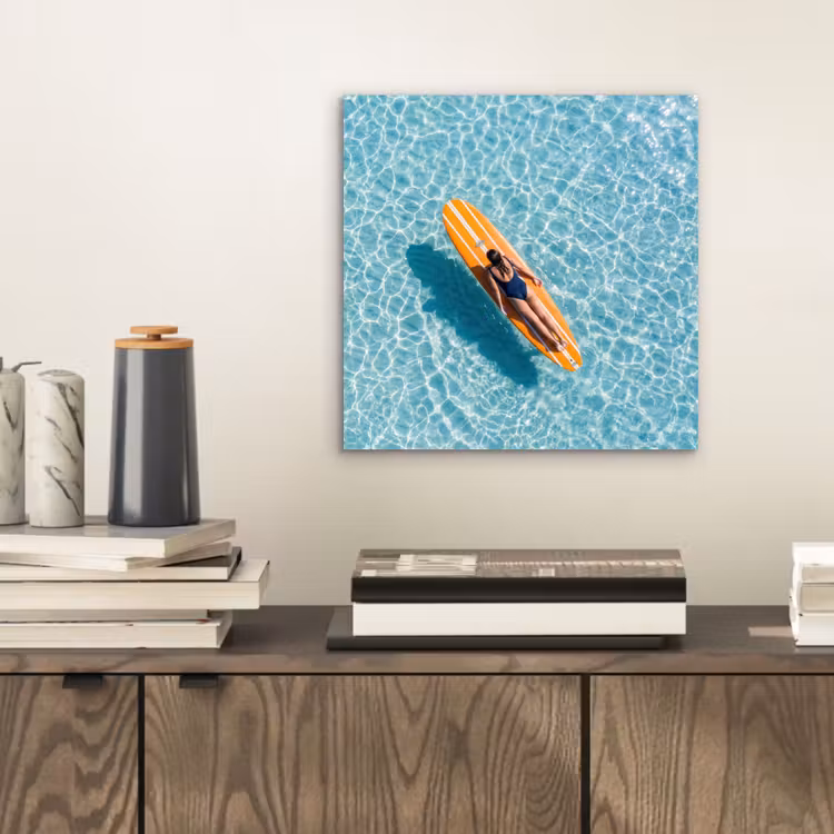 Aluminium schilderij - Surfboard - Water - Badpak - Oranje — 2