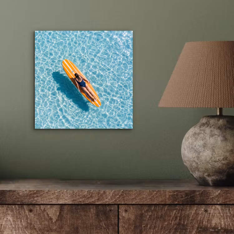Aluminium schilderij - Surfboard - Water - Badpak - Oranje — 3