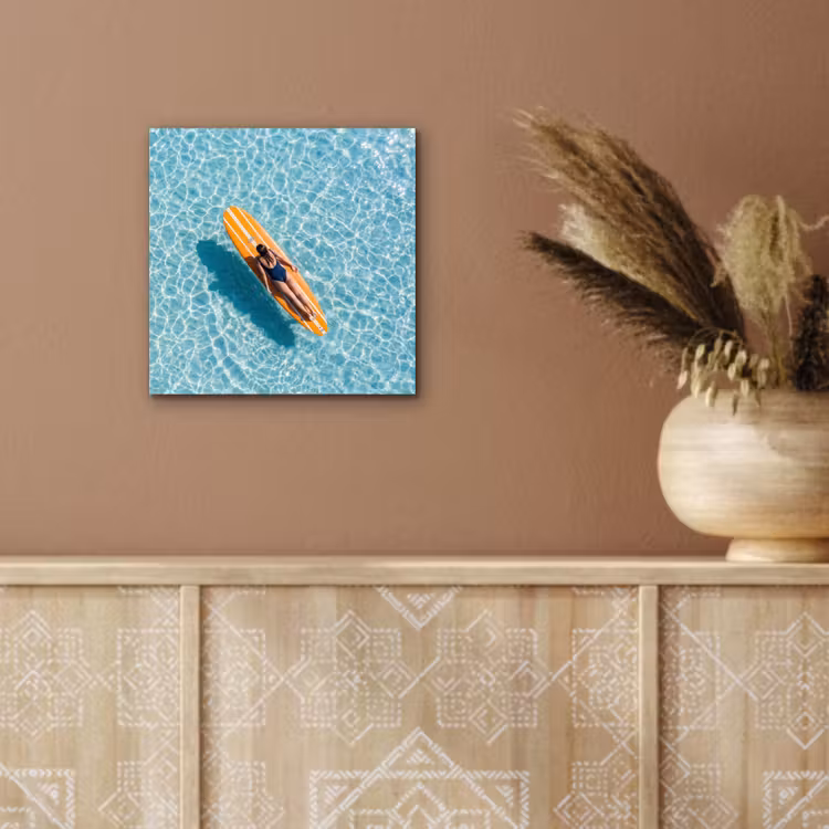 Aluminium schilderij - Surfboard - Water - Badpak - Oranje — 5