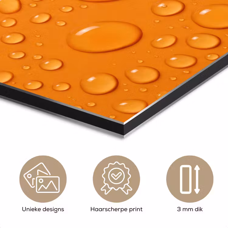 Aluminium schilderij - Water - Druppels - Oranje — 7
