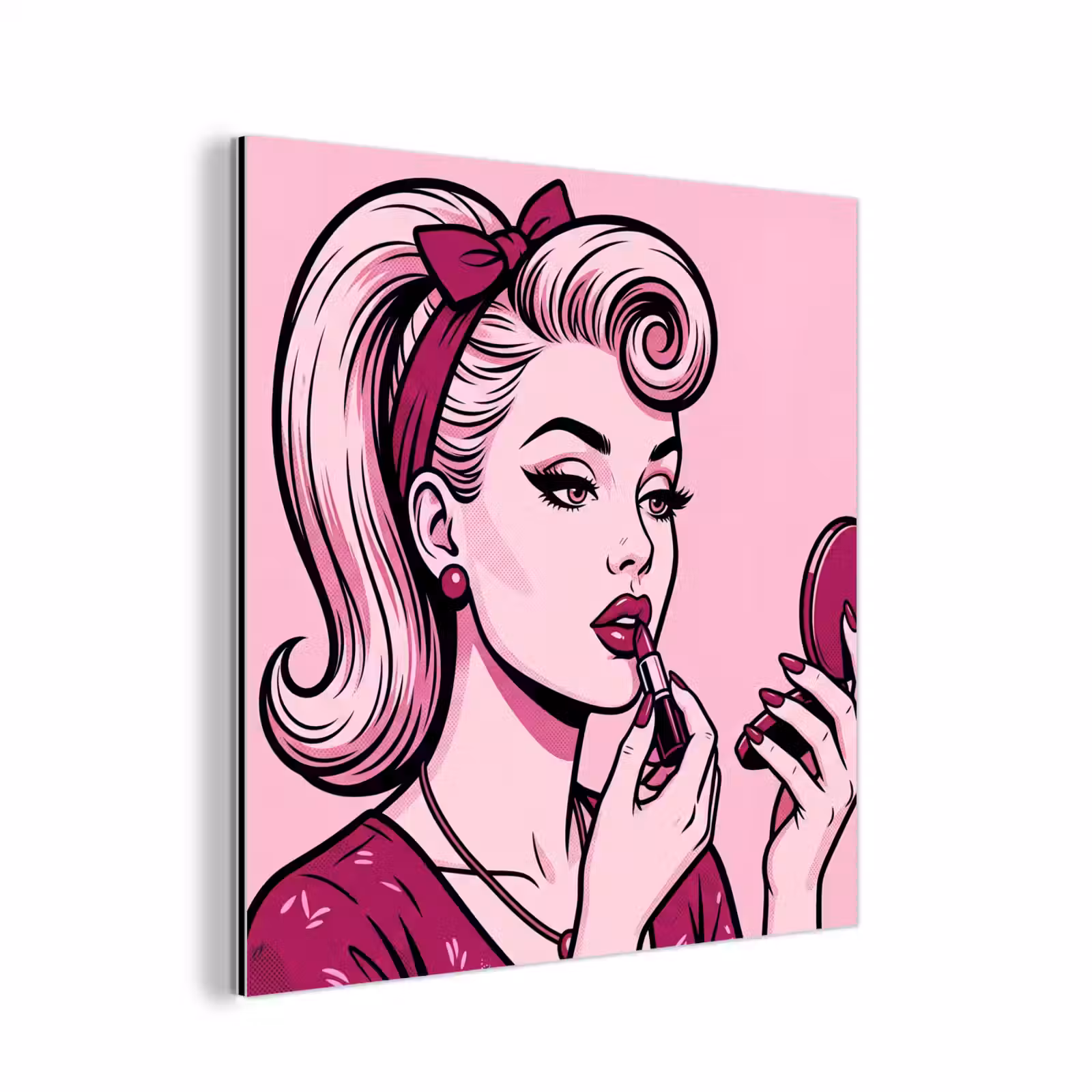Aluminium schilderij - Vintage - Vrouw - Roze — 1