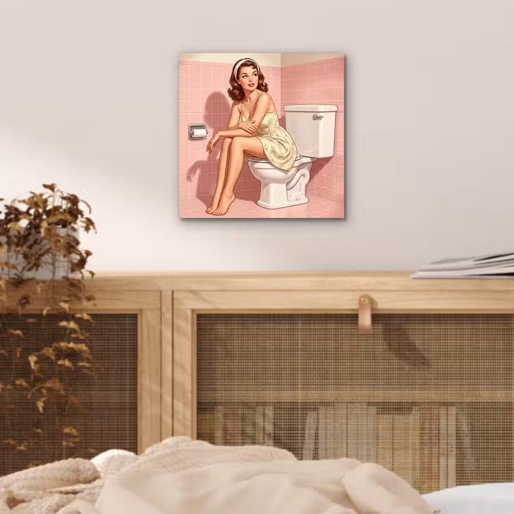 Aluminium schilderij - Roze - Retro - Vrouw — 4