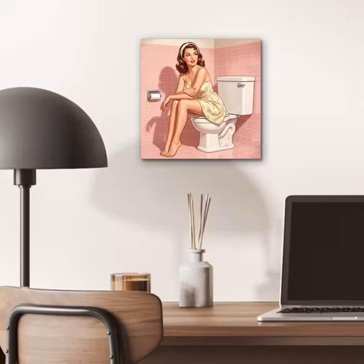 Aluminium schilderij - Roze - Retro - Vrouw — 6