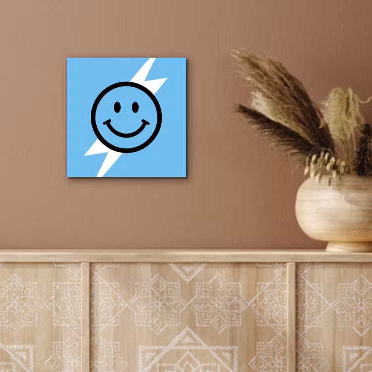 Aluminium schilderij - Smiley - Blauw - Bliksem — 5