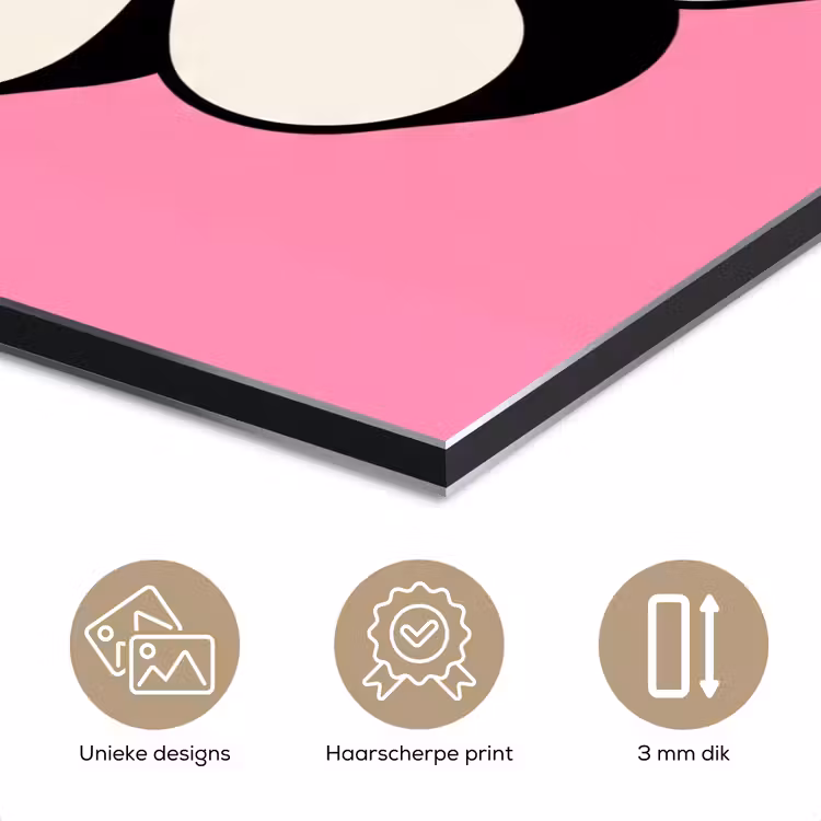 Aluminium schilderij - Smiley - Bloem - Roze — 7