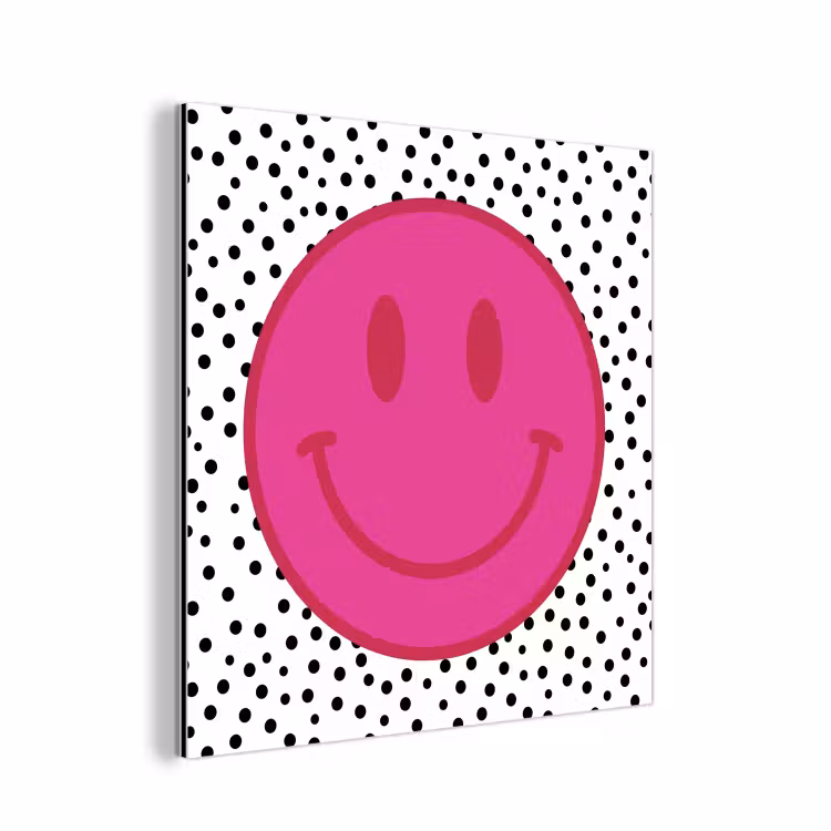 Aluminium schilderij - Smiley - Roze - Stippen — 1