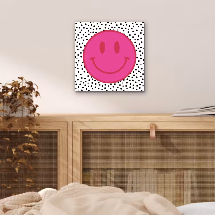 Aluminium schilderij - Smiley - Roze - Stippen — 4