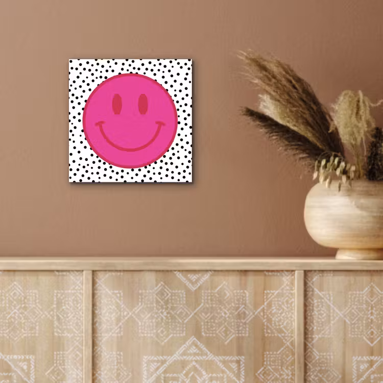 Aluminium schilderij - Smiley - Roze - Stippen — 5
