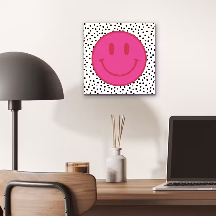 Aluminium schilderij - Smiley - Roze - Stippen — 6