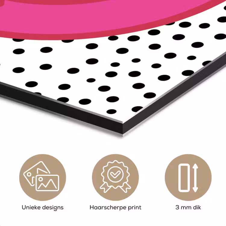 Aluminium schilderij - Smiley - Roze - Stippen — 7
