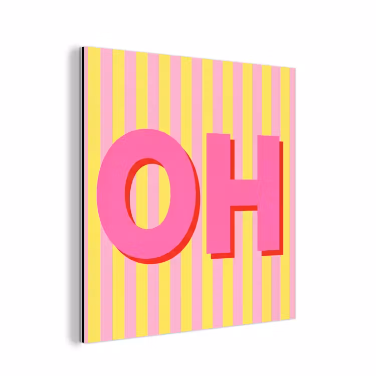 Aluminium schilderij - Tekst - Strepen - Roze — 1