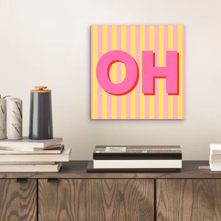 Aluminium schilderij - Tekst - Strepen - Roze — 2