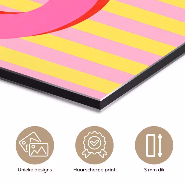 Aluminium schilderij - Tekst - Strepen - Roze — 7