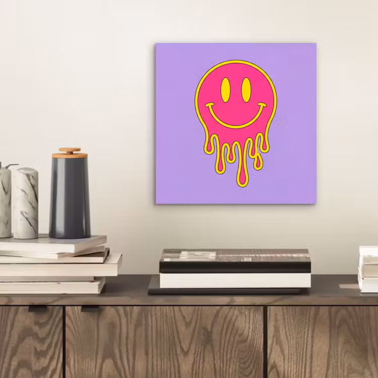 Aluminium schilderij - Smiley - Drip - Neon — 2