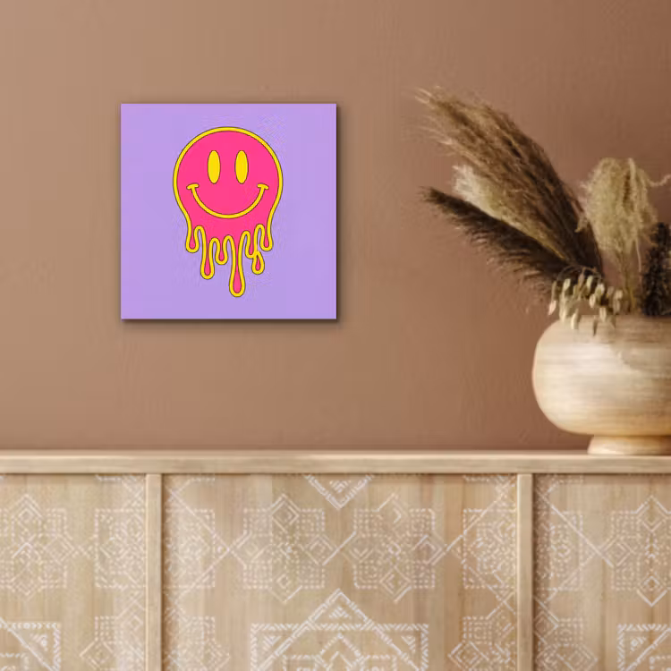 Aluminium schilderij - Smiley - Drip - Neon — 5