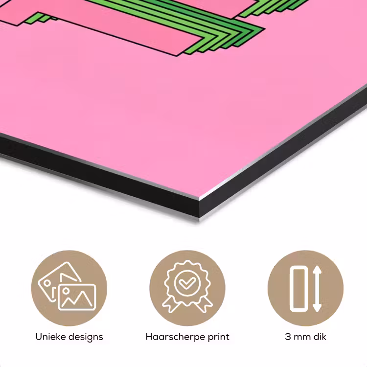 Aluminium schilderij - Tekst - Bold - Roze — 7