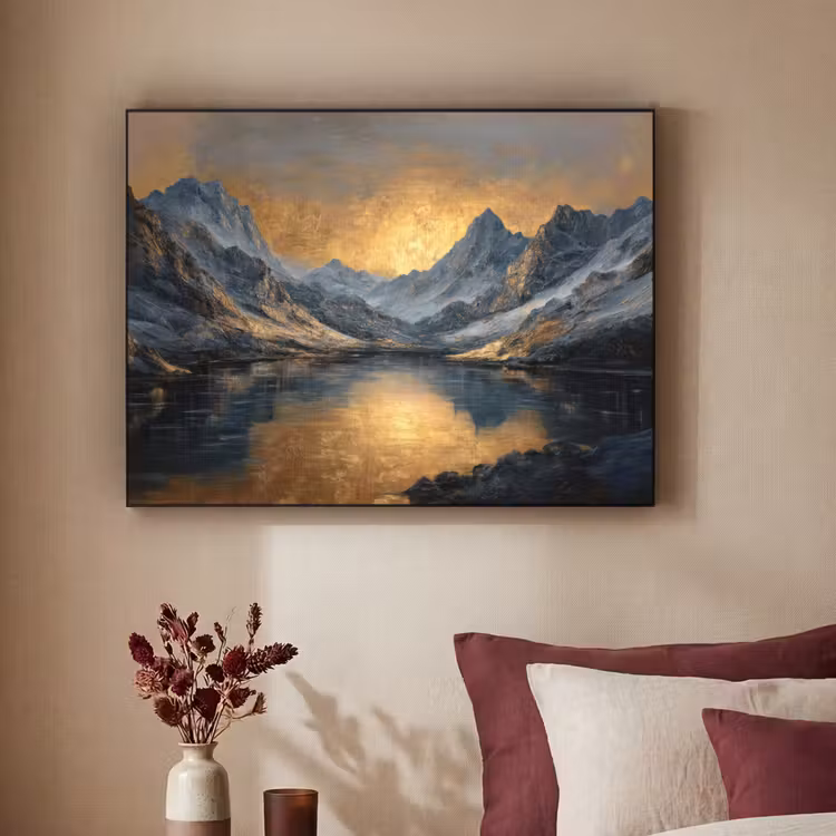 Art Frame - Berglandschap met Gouden Zonsondergang — 2