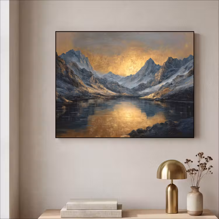Art Frame - Berglandschap met Gouden Zonsondergang — 3