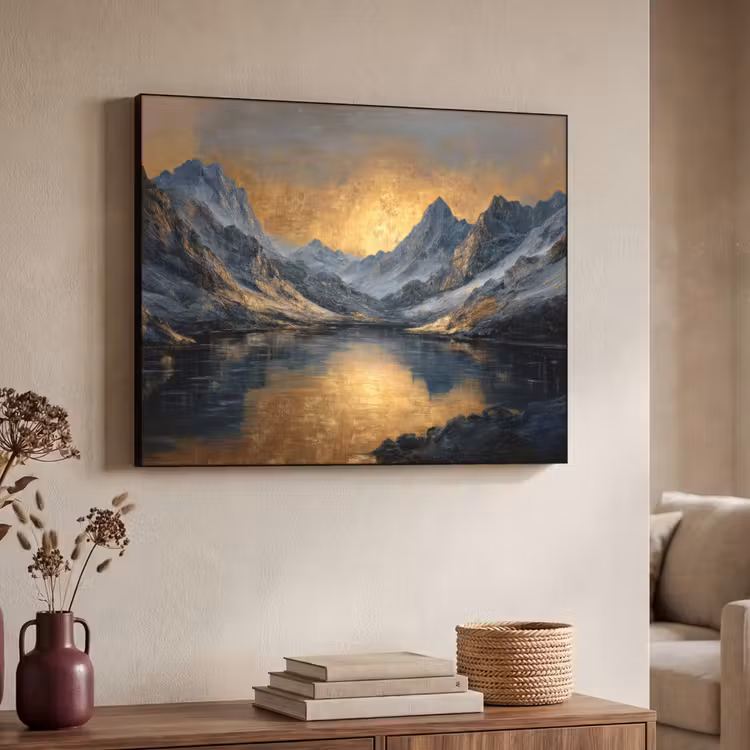 Art Frame - Berglandschap met Gouden Zonsondergang — 4