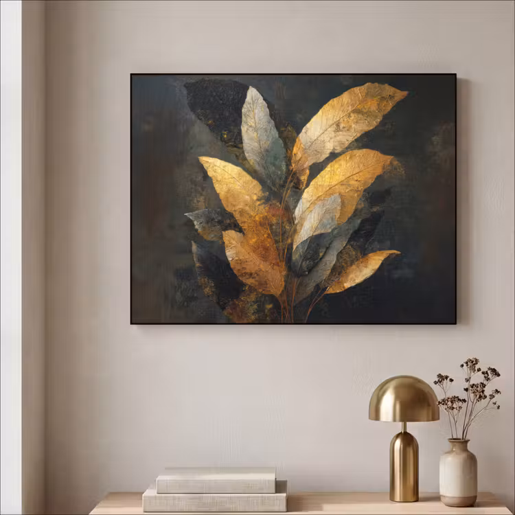Art Frame - Gouden Bladcompositie – Botanische Luxe — 3