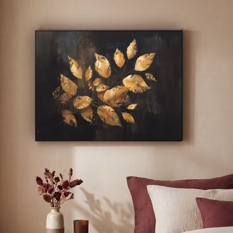 Art Frame - Gouden Bladeren op Donkere Achtergrond — 2