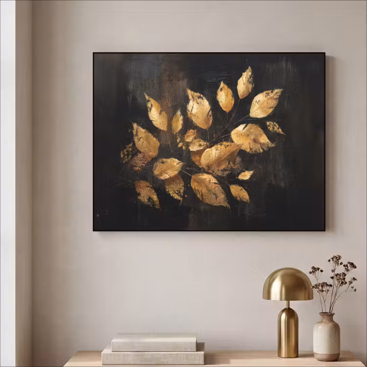 Art Frame - Gouden Bladeren op Donkere Achtergrond — 3