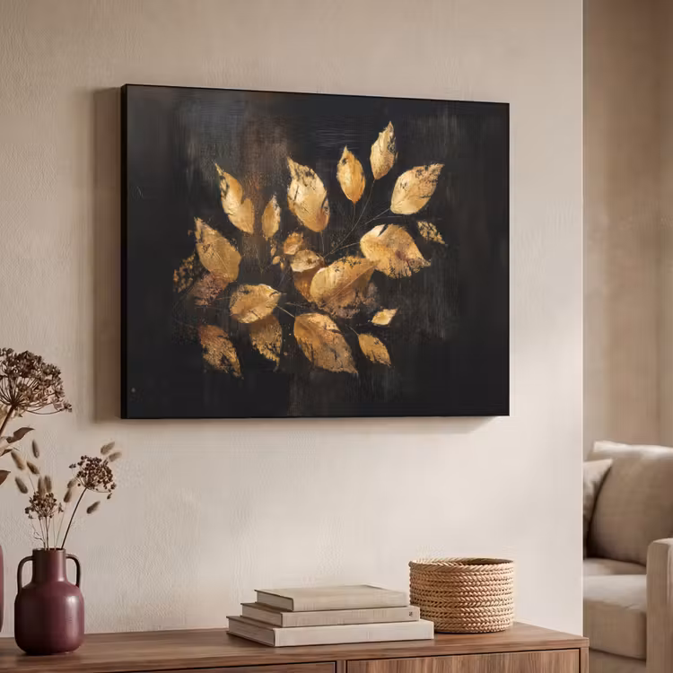 Art Frame - Gouden Bladeren op Donkere Achtergrond — 4