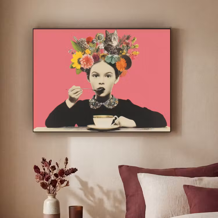 Art Frame - Meisje - Kopje - Bloemen - Roze — 2