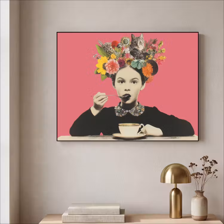 Art Frame - Meisje - Kopje - Bloemen - Roze — 3