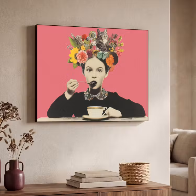 Art Frame - Meisje - Kopje - Bloemen - Roze — 4