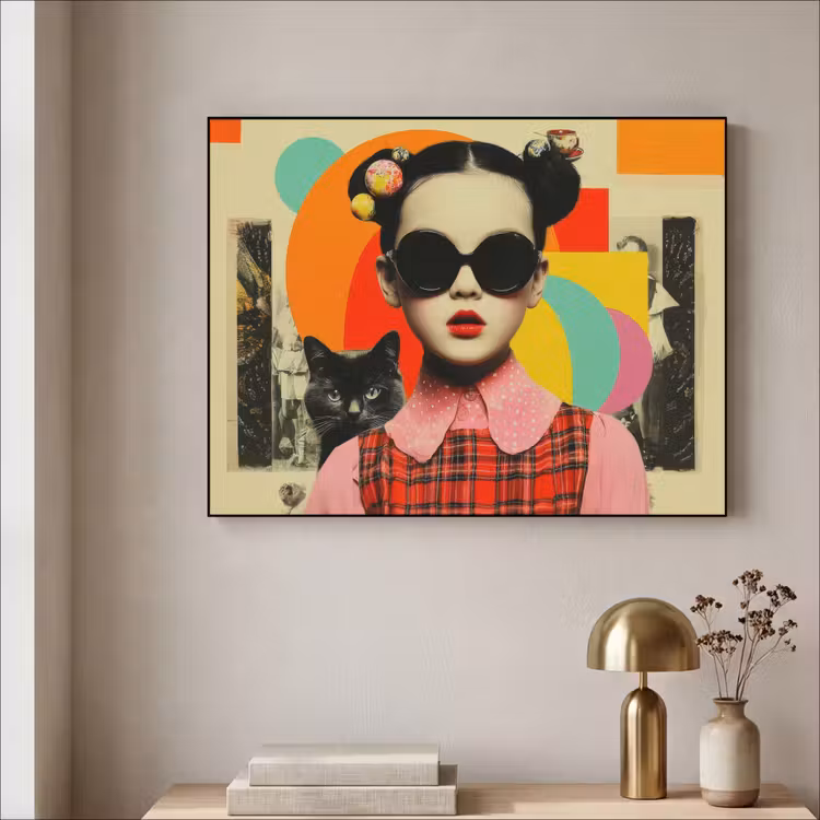 Art Frame - Meisje - Zonnebril - Kat - Retro — 3
